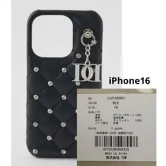 キルティングビジューDDチャームiPhoneケース 16 Darich BLK