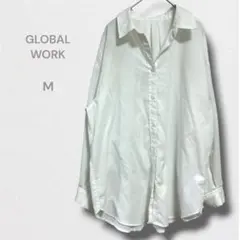 グローバルワーク シャツ ブラウス 長袖 トップス 前開き ゆったり M