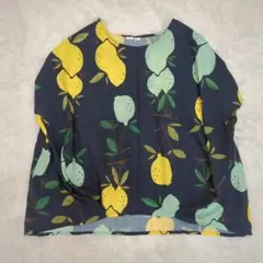 バーンドア レモン柄 チュニック【XL】ネイビー