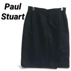 【Paul Stuart】ひざ丈タイトスカート スリット 裏地付き 9 ブラック