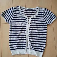 GLACIER M ストライプ レース編み カーディガン