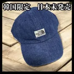 韓国限定　ノースフェイス　ホワイトレーベル　デニム キャップ　帽子　フリー　青