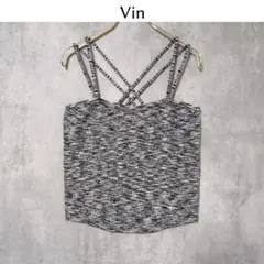 Vin ヴァン【9号】バッククロスニットキャミソール　シロクロ　定価12000円のサムネイル