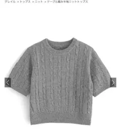 ケーブル編み半袖ニットトップス[gn135] フリー