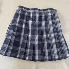 ネイビーとホワイトのチェック柄プリーツスカート M WEGO