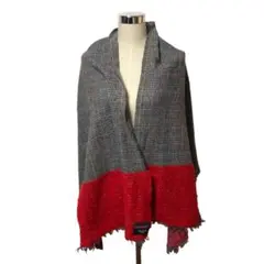 ポールスミス ブラック ショール マフラー 千鳥柄 グレー 赤