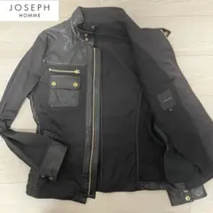 JOSEPH　ジョセフ　レザーノーカラージャケット　羊革　ブラック　黒　38 JOSEPH ジョセフ レザーノーカラージャケット 羊革 ブラック 黒