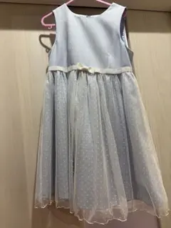 水色 チェック柄 ワンピース ノースリーブ