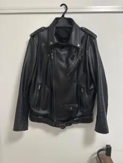 黒 レザー ダブルライダースジャケット