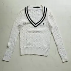 RALPH LAUREN ラルフローレン ケーブルニット 白 M（H840）