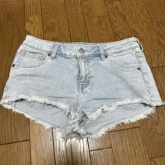 ライトブルー フリンジショートパンツ