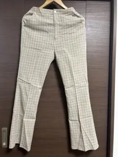 カスタネ　kastaneベージュ系チェック フレアパンツ