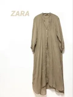 ZARA リネンシャツロングワンピース
