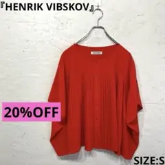【HENRIK VIBSKOV】プリーツ切替半袖ブラウス　ノーカラーブラウス　Sのサムネイル