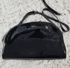 アニエスベー 2way パテントレザー エナメル ショルダーバッグ 大き目