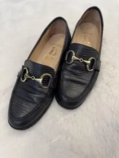 ルカグロッシ　ブラックレザー　金具装飾　ローファー　ビットローファー