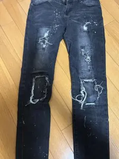 ダメージ加工スキニーデニム Mサイズ ブラック