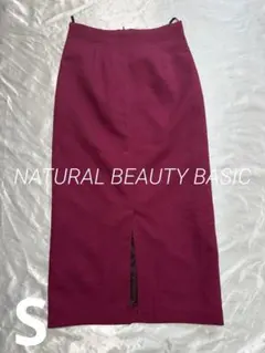 【NATURAL BEAUTY BASIC】スリット　タイト　スカート　美品　Sのサムネイル