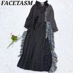 希少【極美品】ファセッタズム フレアワンピース ドット×花柄 フリル アシメ 2