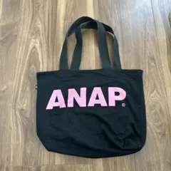 ANAP トートバッグ ブラック ピンク ロゴ アナップのサムネイル
