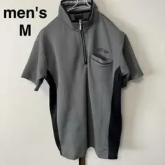 メンズ　Tシャツ　半袖　M グレー　ポリエステル　スポーツ　ポロシャツ