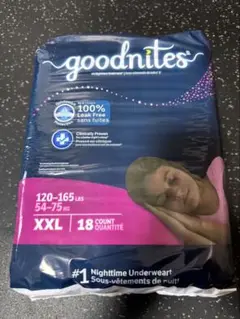 goodnites XXL ナイトタイム用下着 18枚入り