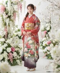 豪華振袖 花柄 薔薇 暈し染め 銀彩 正絹 逸品 トールサイズ 成人式 