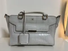 SAZABY サザビー　ホワイト クロコダイル風牛革ハンドバッグ