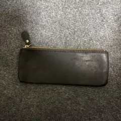 黒のレザー筆箱 ファスナー式