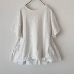 ビィス 半袖カットソー 裾フリル クルーネック カジュアル 春夏服 レディースのサムネイル