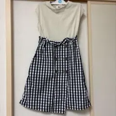 ノースリーブ ギンガムチェック ワンピース