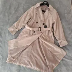 【新品タグ付】GYLE 淡ピンク トレンチコート ロング丈 ベルト付 春アウター