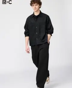 【極美品】UNIQLO:C スウェットワイドパンツ ブラック Mサイズ