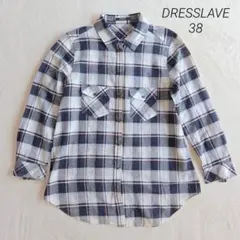 良品✨ドレスレイブ DRESSLAVE 麻混 シャツ 38 チェック柄 長袖