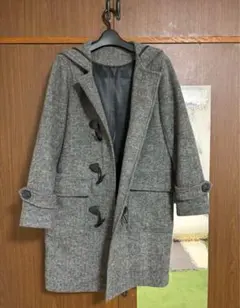 グレー ダッフルコートフード付き M