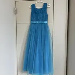 【美品】青いレースのスリーブレスドレス 150
