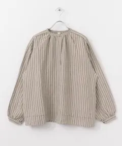 【未使用品】siiwa リネンストライプギャザープルオーバー