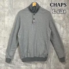 CHAPS チャップス グレー ヘンリーネック L ボーダー メンズ L 古着