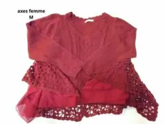 axes femme ワインレッド 長袖ニットセーター М