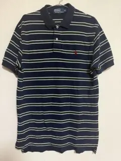 90s ポロ ラルフローレン ボーダー ポロシャツ M ヴィンテージ 青タグ