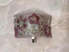 ハンドメイド　ポニーフック　インド刺繍リボン　桜