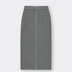 GU フロント ジップ ナロー ロング スカート グレー タイト