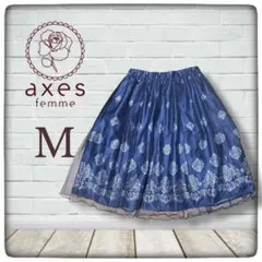 美品 axes femme ネイビー 花柄 レース スカート M