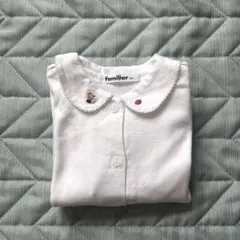 familiar 襟付き長袖ブラウス ホワイト