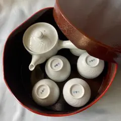 有田焼 西峰 透かし 急須1個と湯呑5客 茶櫃付きセット K2535