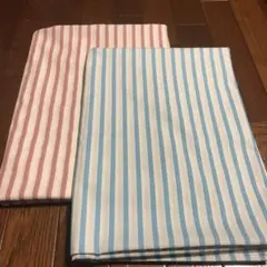 ハギレ　ピンク　ブルー　ストライプ柄　110×50cm 2枚