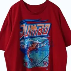 ジャンボシュリンプ プリント Tシャツレッド XL