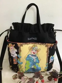 ハンドメイドショルダーバッグ☆欲張り巾着ショルダー☆ ロラライハリス•カウガール