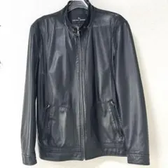 フラテッリロセッティ　ブラック　ラムレザー　シングルジップジャケット　メンズXL