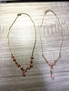 珊瑚ネックレス　ピンク　アクセサリー　2点セット